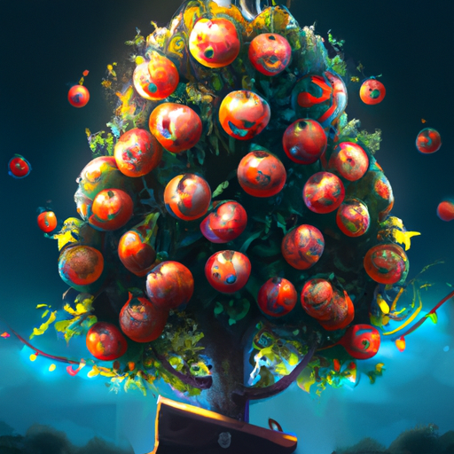 איור של עץ עם תפוחים, המייצג את השנה החדשה המתוקה