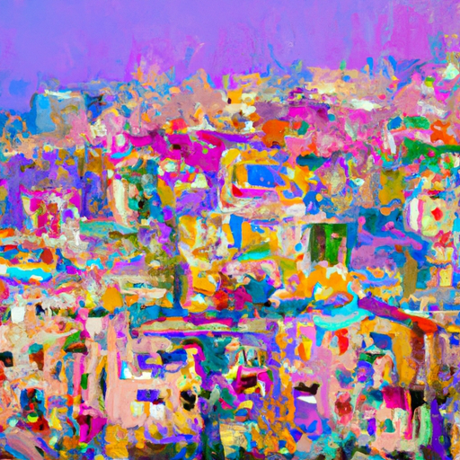 3. A vibrant painting by a Safed artist, its vivid colors reflecting the city's lively spirit.