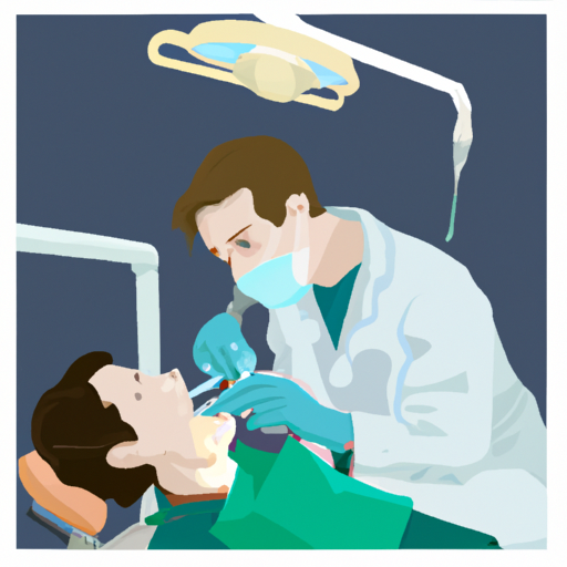 איור של רופא שיניים מבצע הליך שיניים.